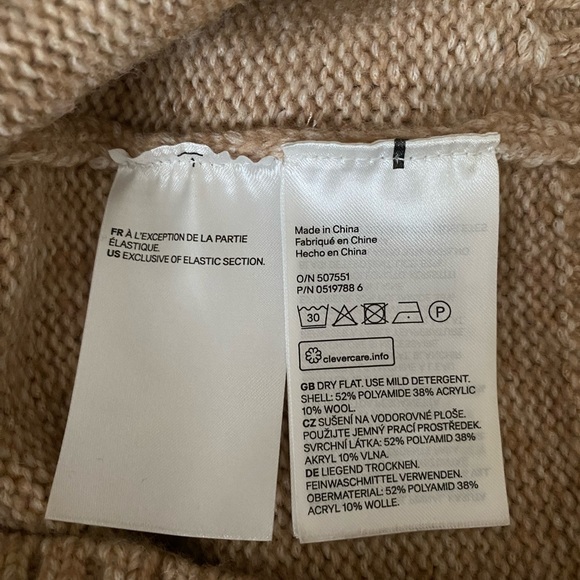 H&M Wool Blend Mock Neck Oversized Sweater Tan/Brown, XS - Picture 10 of 11